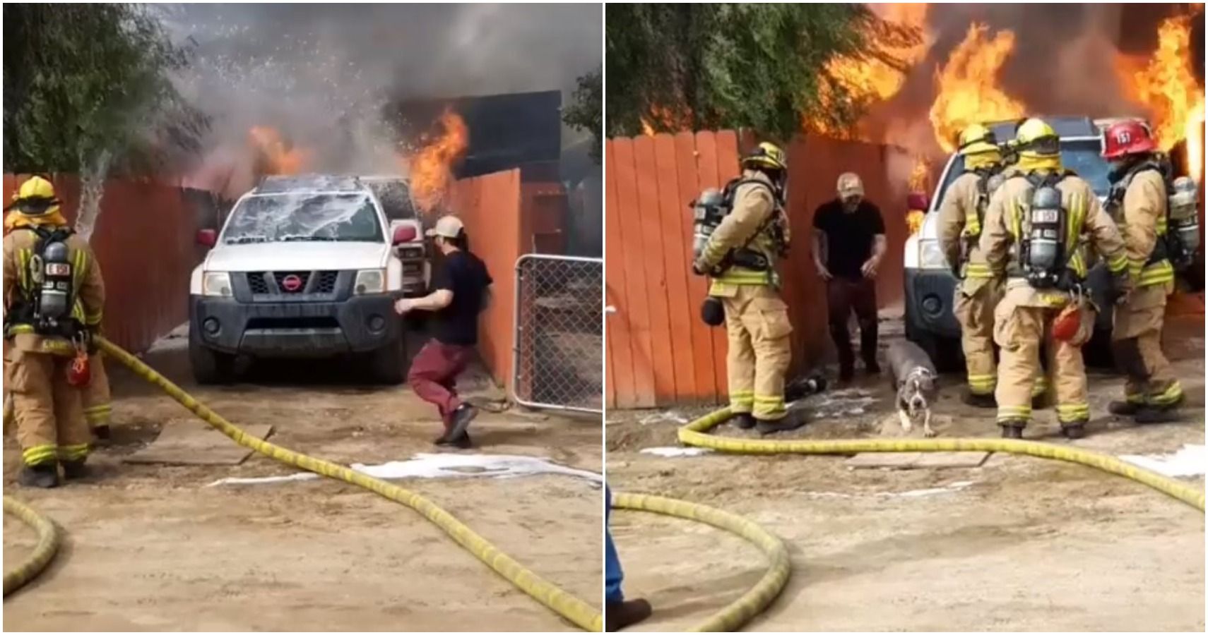 Man Saves His Dog From Burning Home In Dramatic Rescue Video